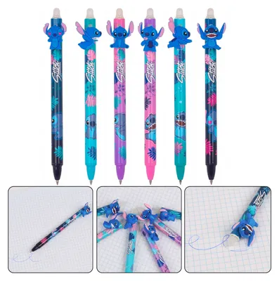 Produktbild von DISNEY Stitch Gelschreiber mit zufälligem Design, automatisch löschbarer Stift, blaue Tinte, Büro, Schule 0,7mm