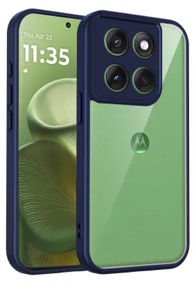 Image de Coque pour Motorola Moto G86 transparente avec cadre TPU, antichoc Bleu