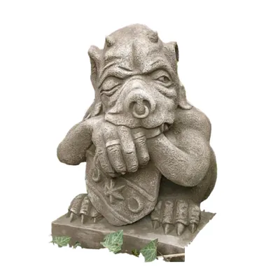 Produktbild von Schöner Schild Gargoyle für den Garten die Terrasse oder Vorgarten aus Steinguss Neu Frostfest Witterungsbeständig Steinfigur zur Dekoration V-1358