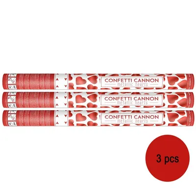 Produktbild von 3x Shooter rote Herzen 60cm, Konfettikanone
