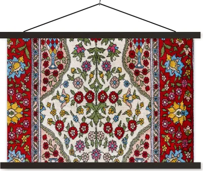 Produktbild von MuchoWow® Textilposter Persische Teppiche - Teppiche - Muster - Farben 120x80 cm mit schwarzem Rahmen - Wanddeko