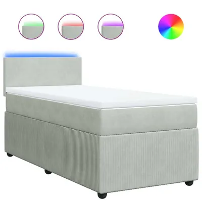 Produktbild von Boxspringbett mit Matratze Hellgrau 90x190 cm Samt