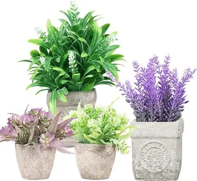 Productafbeelding van Famanu Kunstplantenset - 4 verschillende planten voor binnen- en buitengebruik