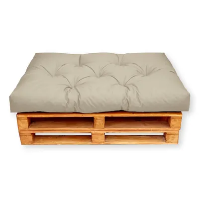 Produktbild von 4L Textil Palettenkissen waschbar Palettenauflagen Europaletten Sitzkissen Rückenlehne wetterfest (Sitzkissen 120x40 cm, Beige Uv-beständig)