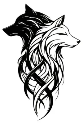 Metall-Wanddeko Doppelwolfskopf 30 cm schwarz-weiß