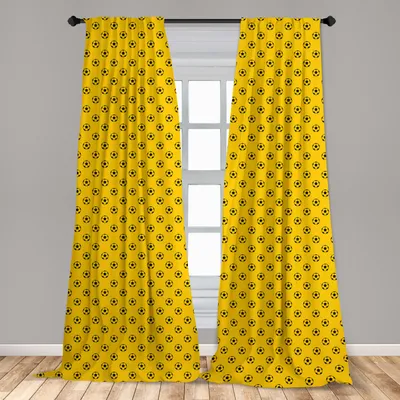 Immagine prodotto di Abakuhaus, tende per finestre, motivo a palloni da calcio, set da 2 pannelli, 150 x 175 cm