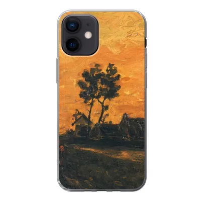 Produktbild von MuchoWow® Handyhülle Schutzhülle Hülle für iPhone 12 Landschaft bei Sonnenuntergang - Vincent van Gogh Silikon Softcase Handy Hülle - Schutzhülle