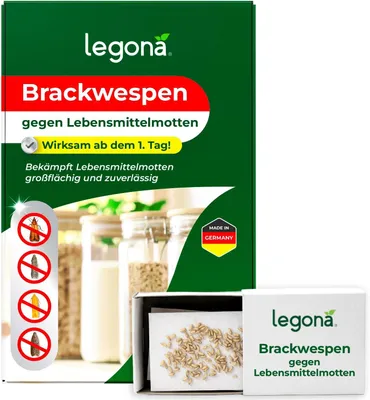Produktbild von Legona Brackwespen gegen Lebensmittelmotten, 1 Schachtel für 10 m² bis 20 m²