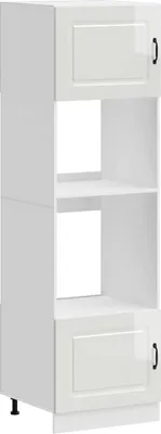Image de vidaXL Armoires pour cuisinière 2 pcs. Kalmar blanc brillant Matériau dérivé du bois