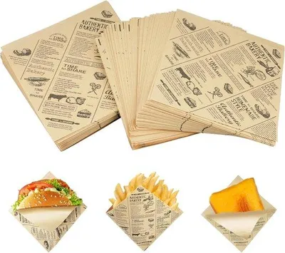 Produktbild von Famanu Hamburgerpapier 200 Blätter 15x15 cm – Fettfreies Verpackungspapier für Snacks und Sandwiches