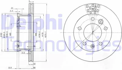 Produktbild von 2x DELPHI Bremsscheibe BG3236 für VW LT 28-46 II Kastenwagen (2DA 2DD 2DH)
