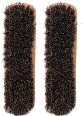 Immagine prodotto di set di 2 spazzole per scarpe in legno di crine, per la cura della pelle, la protezione, l'oliatura, la lucidatura, (tipo A, L)
