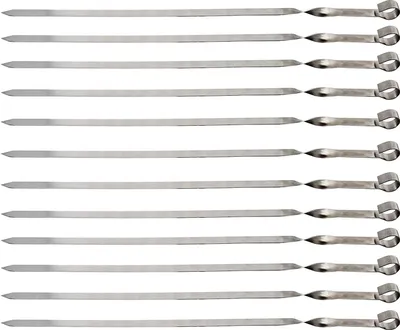 Produktbild von Edelstahl Schaschlikspiesse 60cm / 2mm Stärke / 1,5cm Breite / EXTRA STARK / Schampura Grillspiesse Fleischspiesse auch für Mangal (12 Stück)