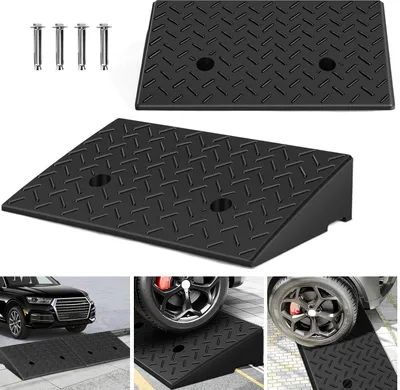 Obrázek produktu pro Jayseuw 2x obrubníková rampa Gumové přístupové rampy Prahová rampa Přenosná rampa pro invalidní vozík 49x30x11cm Protiskluzová pro invalidní vozík na kolečkách