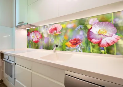 Obrázek produktu pro HUBDECO Samolepicí kuchyňská tapeta Fototapeta s matným laminátovým povrchem na dlaždice, plexisklo, nábytek, skříně, zrcadla Květiny na louce, 350 x 60 cm
