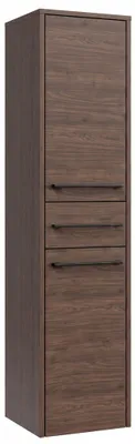 Zdjęcie produktu dla Badplaats Słupek Łazienkowy Florence 30 x 35 x 130 cm – Orzech Brązowy – Wiszący Słupek z 2 Drzwiami i 1 Szufladą