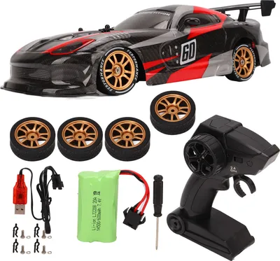 Immagine prodotto di 1/16 ad alta velocità RC auto a quattro ruote motrici 2,4 GHz per drifting oltre 8 nero e rosso all'aperto