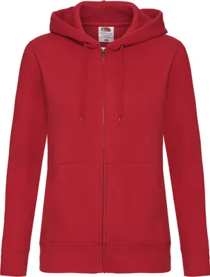 Produktbild von Fruit Of The Loom Lady-Fit Damen Kapuzenjacke / Sweatshirt-Jacke mit Kapuze BC1372 (M) (rot)