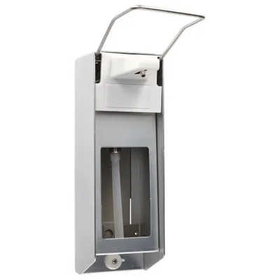 Produktbild von Wandspender 28,5 cm x 9,5 cm x 23 cm "Aluminium" 1000 ml, Langarmhebel + Verschlussblende