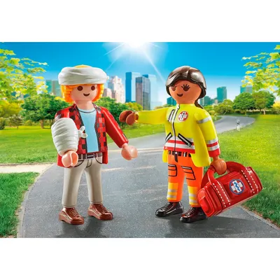 Image de PLAYMOBIL PLAYMOBIL 71506 DuoPack Sanitäterin mit Patient 71506