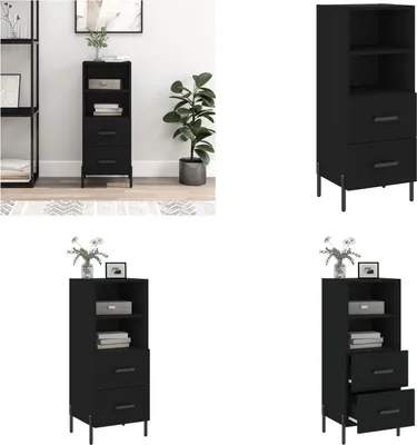 Image de vidaXL Sideboard Noir 34,5x34x90 cm Bois composite - Sideboard - Sideboards - Armoire - Armoires