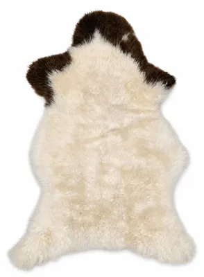 Produktbild von Schaffell Echt | Weiß-Braun, ca. 102 cm | Naturfell | Öko gegerbt | Unikat 156-243