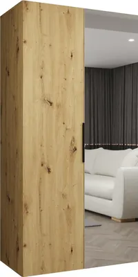 Produktbild von MEBLE KRYSPOL, Kleiderschrank, Schrank 100 cmx202x52, Artisan Eiche, Schwarz