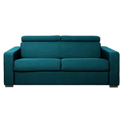 Produktbild von Miliboo - Klappsofa 3-Sitzer mit verstellbaren Kopfstützen blaugrün NORO