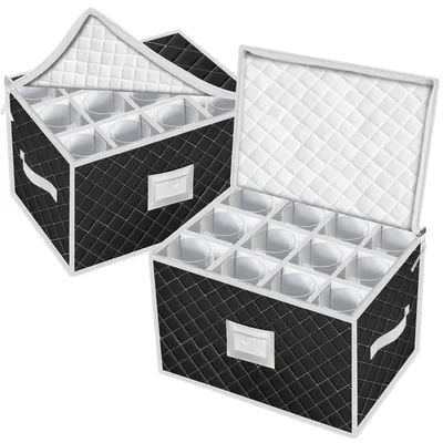 Aufbewahrungsbox für Weingläser, 2 Stück, faltbar, schwarz
