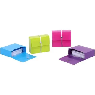Zdjęcie produktu dla M&M 66090380 M&M Karteikasten DIN A8 grün, rot, blau, violett mit Deckel