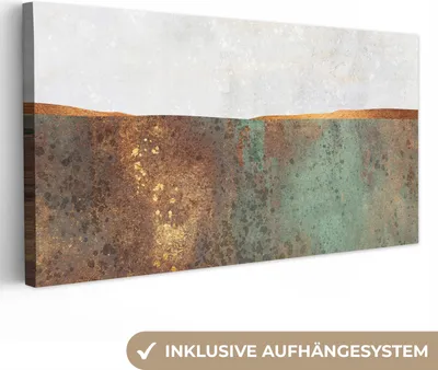 Produktbild von MuchoWow® - Leinwandbilder - Abstrakt - Luxus - Gold, Wandbild, Wanddeko Bilder Wohnzimmer, 80x40 cm