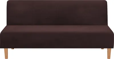 Produktbild von Armloser Sofabezug Verdickung Samt Plüsch Stretch Futon Schutzhülle Einfarbig vollklappbar Sofa Shield für 172-215cm Couch (Dunkelbraun)