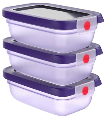 Produktbild von EMSA oneClick Frischhaltedosen 3-teiliges Set (3x 0,5 L) N12317, Container, Rechteckig, 0,5 l, Violett, Deutschland, 483 g