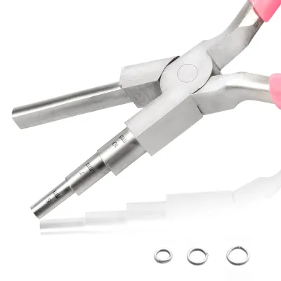 Image de Solidchoice - Pince pour la fabrication de boucles d'oreilles, avec 3 étapes pour la création d'anneaux en fil