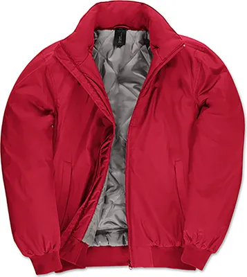 Produktbild von B&C Herren Bomber Jacke Kragen Fliegerjacke Übergangsjacke Freizeit, Größe:2XL, Farbe:Red/Warm Grey