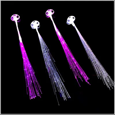 Produktbild von 4er-Set LED Party Haarsträhnen mit leuchtenden Glasfasern Hairextensions Haarspange Haarschmuck Haarclip Karneval Junggesellinnenabschied Volksfest Hochzeit Kindergeburtstag Konzert