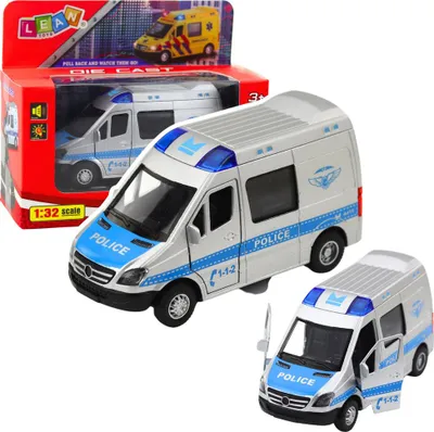 Obrázek produktu pro Kovové policejní auto s couvacími světly Zvuk 1:32