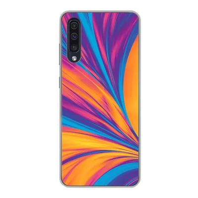 Produktbild von MuchoWow® Handyhülle Schutzhülle Hülle für Samsung Galaxy A30s Federn - Regenbogen - Neon - Abstrakt Silikon Softcase Handy Hülle - Karteninhaber
