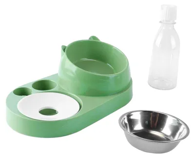 4-in-1 Futter- und Tränkeset mit Wasserspender, Edelstahl, auslaufsicher
