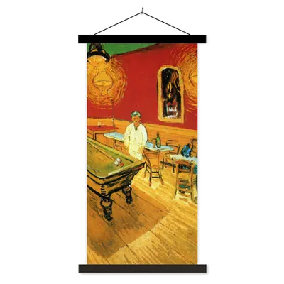 Produktbild von MuchoWow® Textilposter Das Nachtcafé - Vincent van Gogh 60x120 cm mit schwarzem Rahmen - Magnete