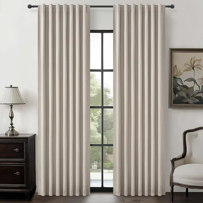 Produktbild von Leinenvorhänge mit Haken und Stangenfächer, 213 cm lang, 2 Stück, grau