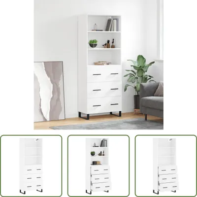 Produktbild von The Living Store Highboard Weiß 69,5x34x180 cm Holzwerkstoff