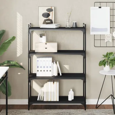 Obrázek produktu pro Maison Exclusive - Knihovna 4 police Černá 80x30x120 cm Dřevěný materiál