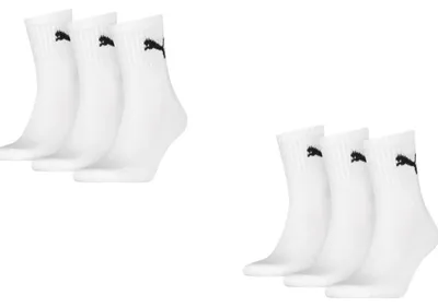 Obrázok produktu pre Puma Short Crew športové ponožky, 6 kusov, biela farba: veľkosť 39-42. Veľkosť: 39-42