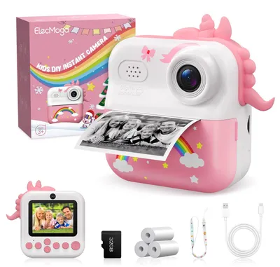Image de Appareil photo pour enfants avec écran de 2,4 pouces - Mini caméra rechargeable avec papier photo