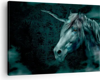 Produktbild von Bild auf Leinwand - Leinwandbild - Computergrafik Pferd Horn - 70x50cm - Wand Bild - Wanddeko - Leinwanddruck - Bilder - Kunstdruck - Wanddekoration - Leinwand bilder - Wandkunst - AA70x50-0344