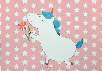 Produktbild von Mr. & Mrs. Panda Schneidebrett Einhorn Blume - Rot Pastell - Geschenk, Vesperplatte, Hackbrett, Liebe, Küchenbrett, Einhörner, Freundin, Unicorn, Frühstücksbrett, Pärchen