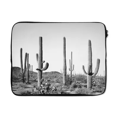 Produktbild von MuchoWow® Laptop Hülle 15 Zoll Kakteen - Schwarz und weiß - Natur - Landschaft Laptoptasche - Laptoptasche - Sleeve - Rundum-Schutz