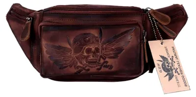 Produktbild von Büffelleder Bauchtasche Herren, Damen Echt Leder Hüfttasche Tracking Design Logo