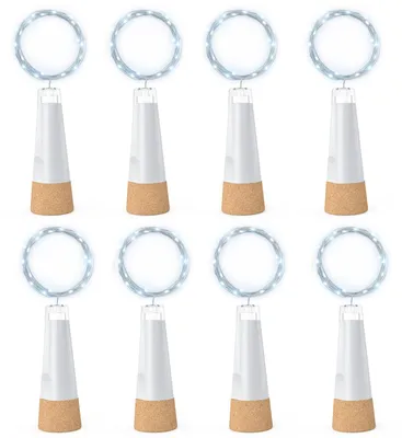 LED-Flaschenlichter, 8er-Pack, 2 m, 20 LEDs, kaltweiß, wiederaufladbar